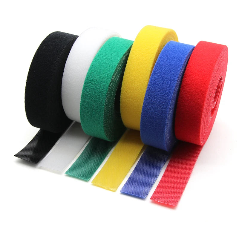 5 Meters Self Adhesive Tape Width 10/15/20/25mm DIY Accessories Reusable Cable Tie Wire Straps Tape