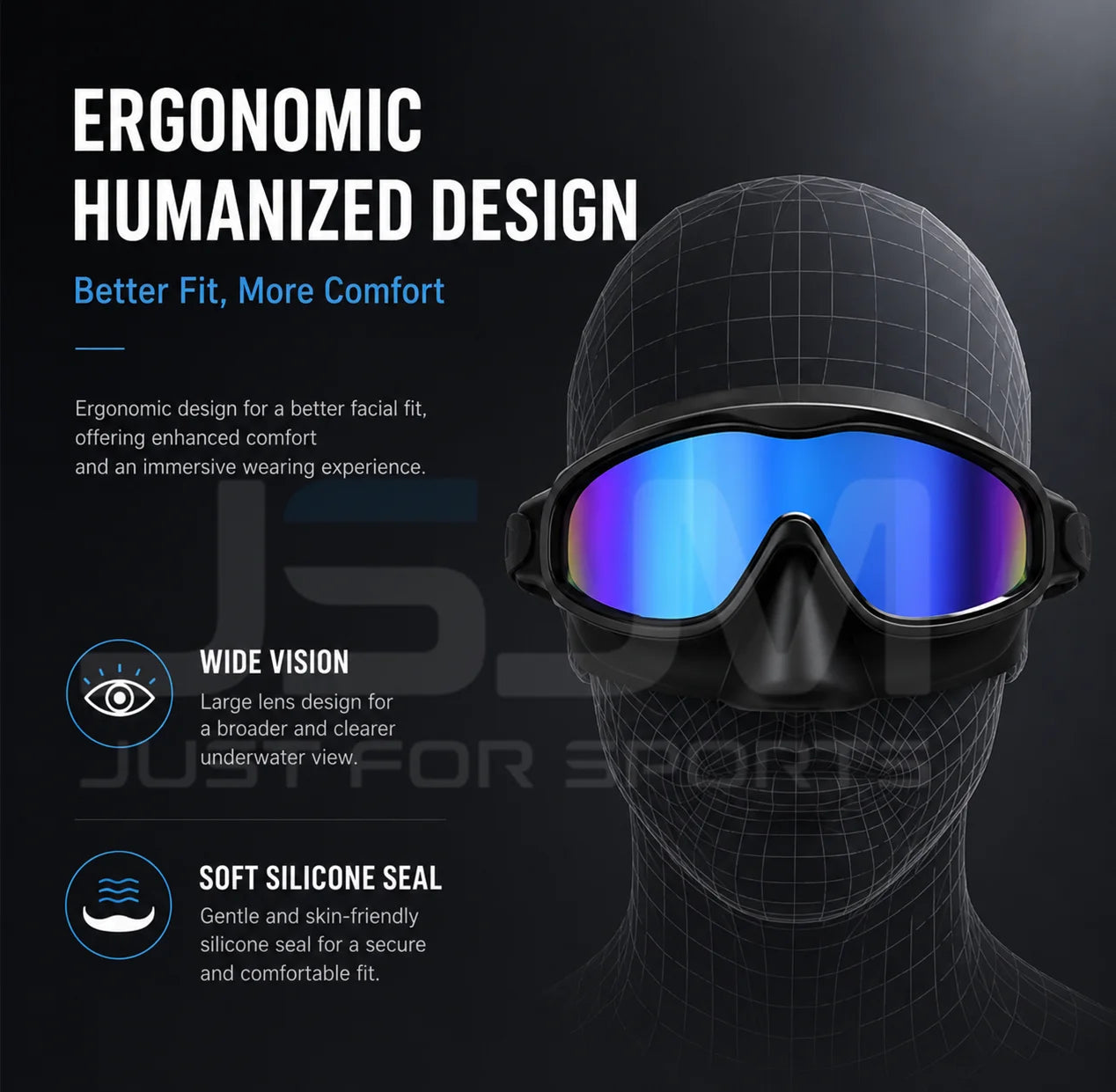 JSJM Upgraded Adult Swimming Goggles HD Anti-Fog Waterproof Swim Glasses Wide View UV Protection Adjustable Strap for Men Women
