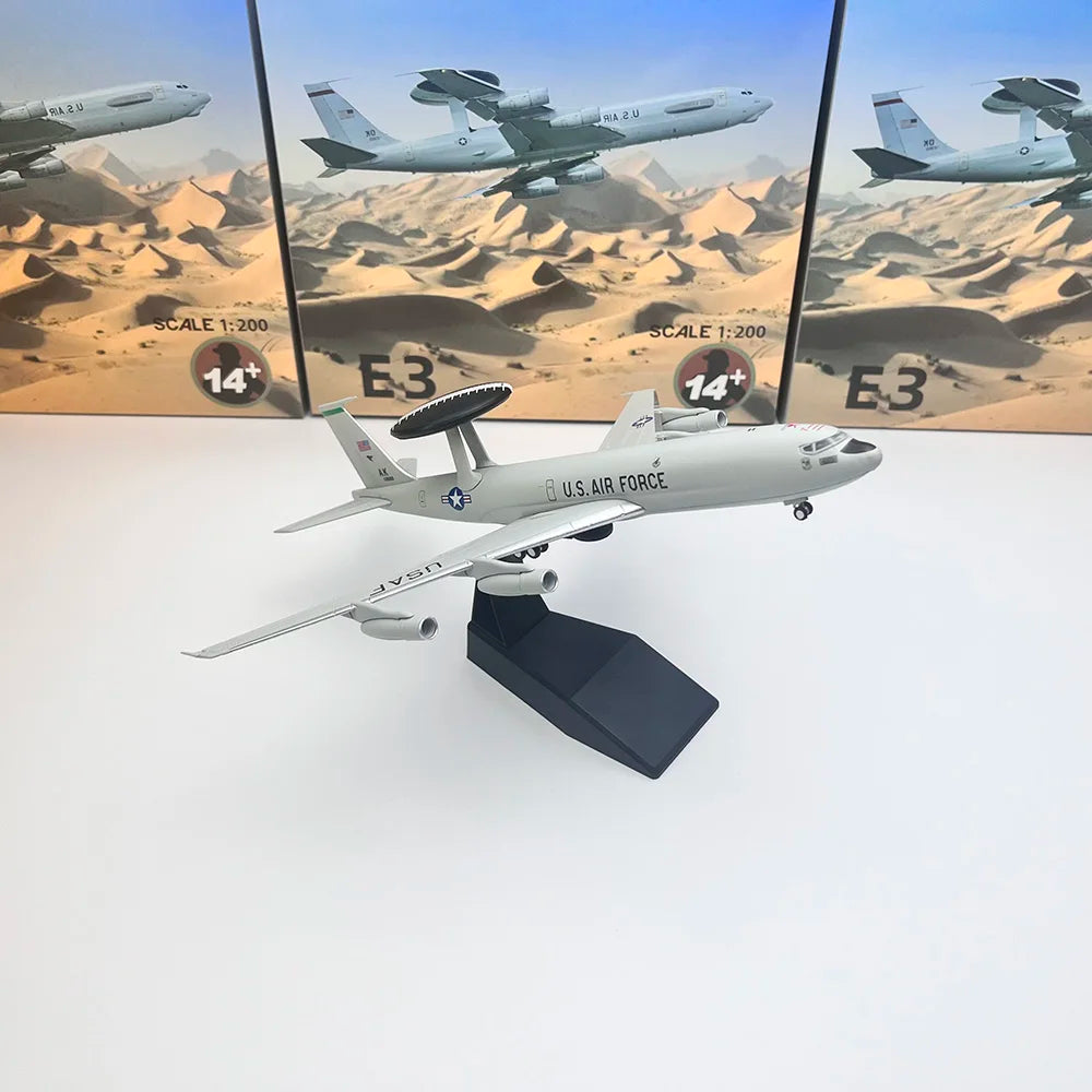 1/200 Scale E3 Airplane Diecast Finished Static Plane Model E-3 Sentry AWACS Early Warning Aircraft  Metal Collection Gift