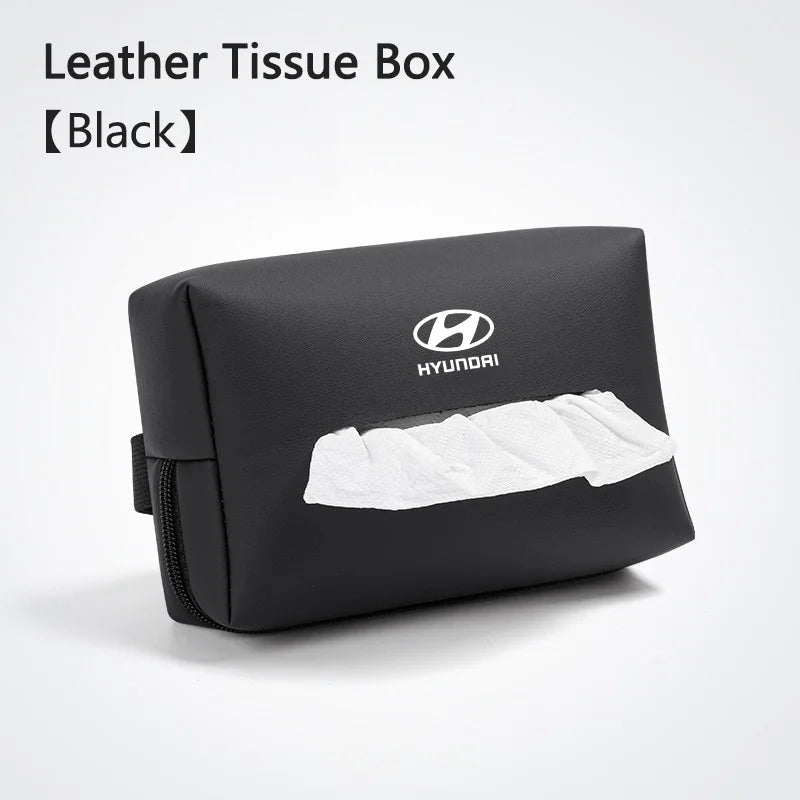 1PC Car Seat Backrest Leather Hanging Tissue Box For Hyundai Tucson IX35 I30 I20 Kona Coupe Veloster I40 Getz Auto Accessories