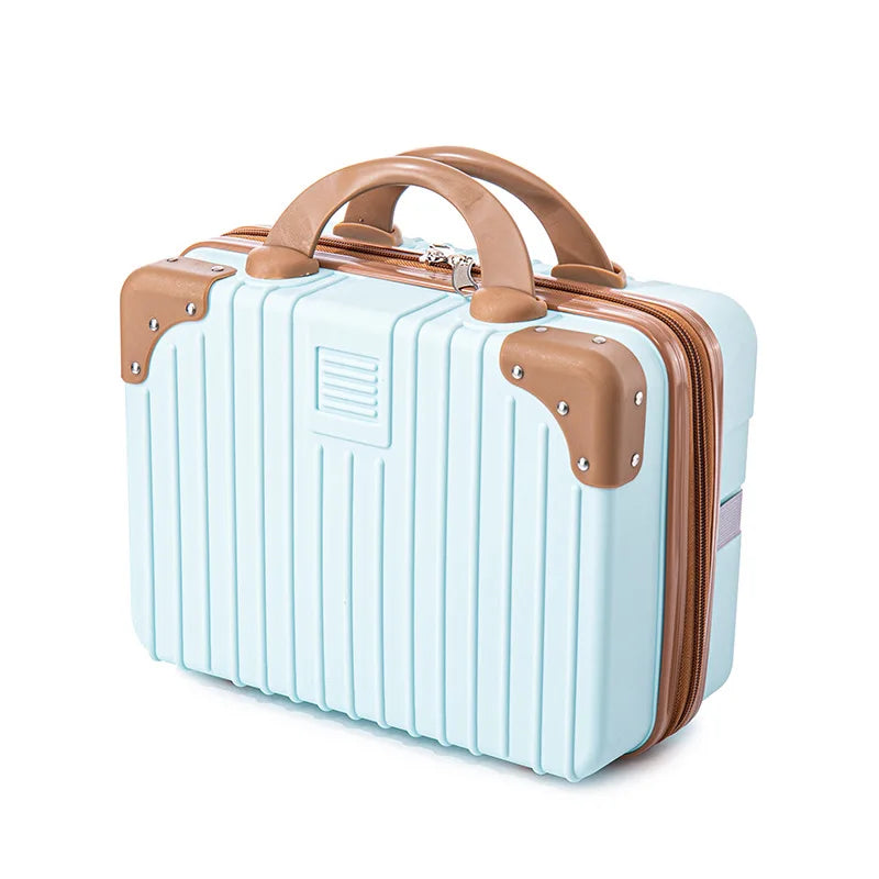 Portable Mini Luggage for Women, Lightweight Cosmetic Bag, Carry-on Travel Case with Lock
