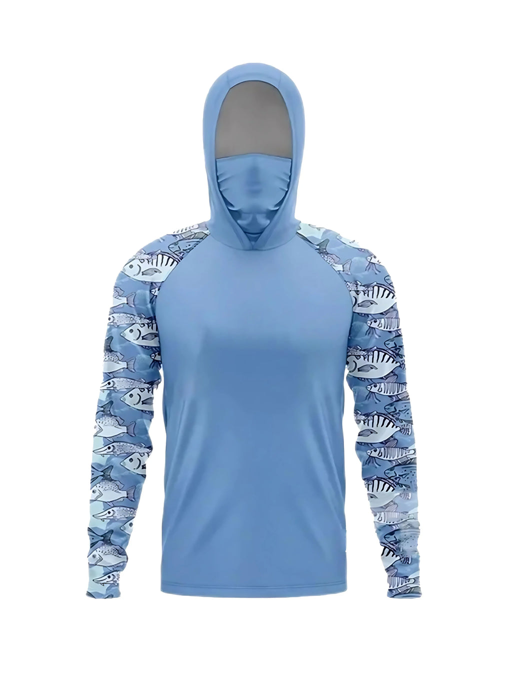 Fishing hooded sweatshirt swimming sun protection UV-blocking mask fish-shaped top equipment set hat-wearing fishing attire