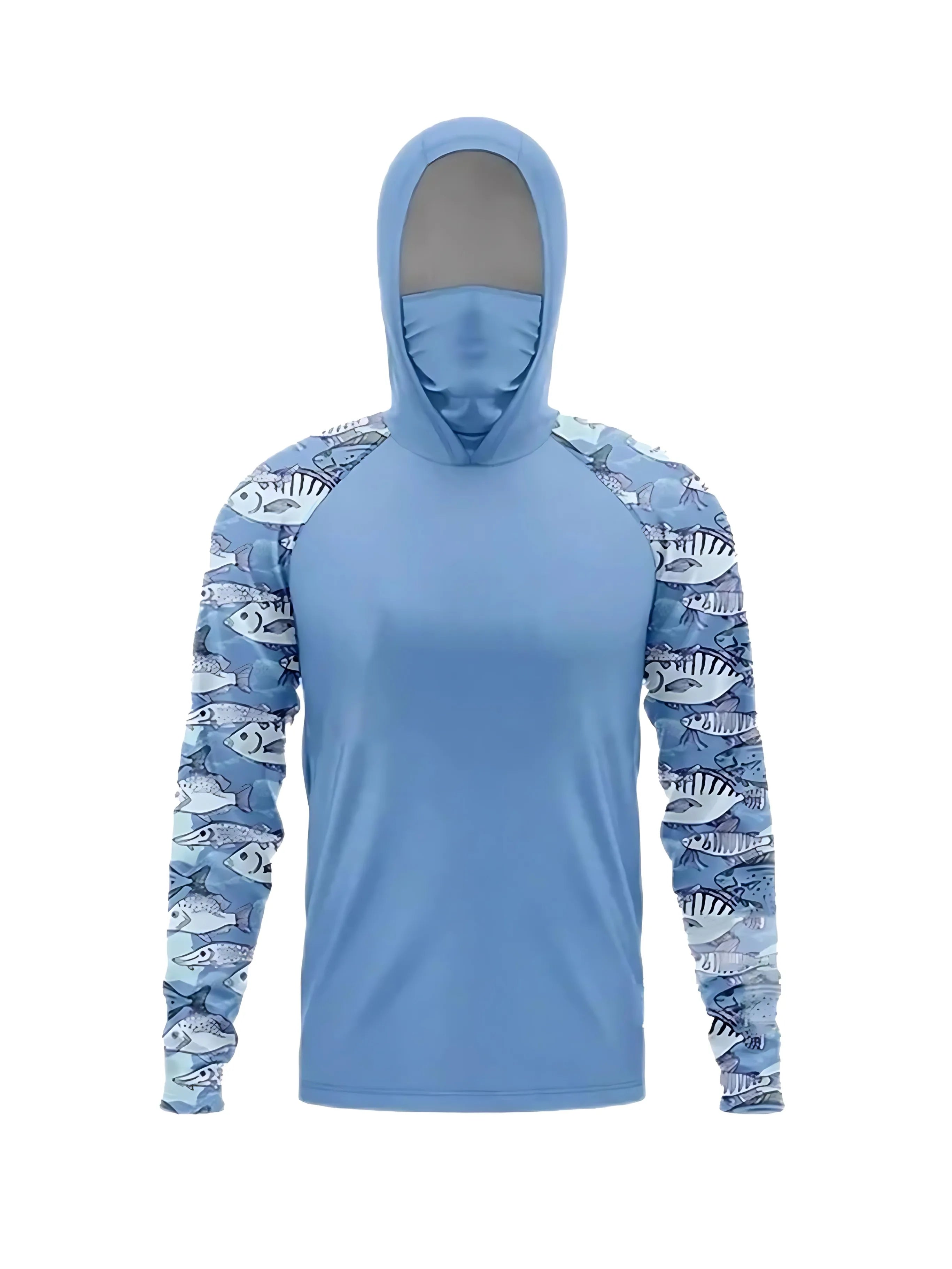 Fishing hooded sweatshirt swimming sun protection UV-blocking mask fish-shaped top equipment set hat-wearing fishing attire