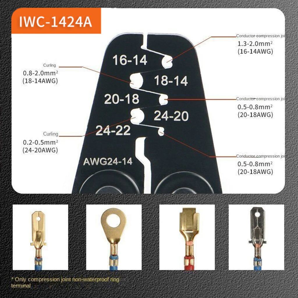IWISS Non Insulated Open Barrel Terminal Crimp Tool Wire Crimper IWS-1424B IWC-1424A IWC-1424B Orange