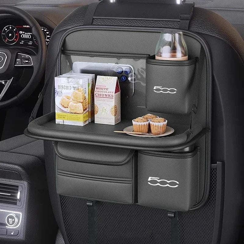 For Fiat 500 500C 500X Car Seat Back Storage Small Table Board Car Storage Bag Multifunctional Storage Bag Tissue Box