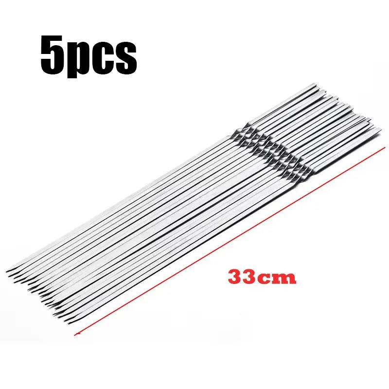 5/10/15/20Pcs Stainless Steel Barbecue Skewers, Reusable BBQ Kebab Skewers for Outdoor Camping, Picnic Tools, Cooking Tools