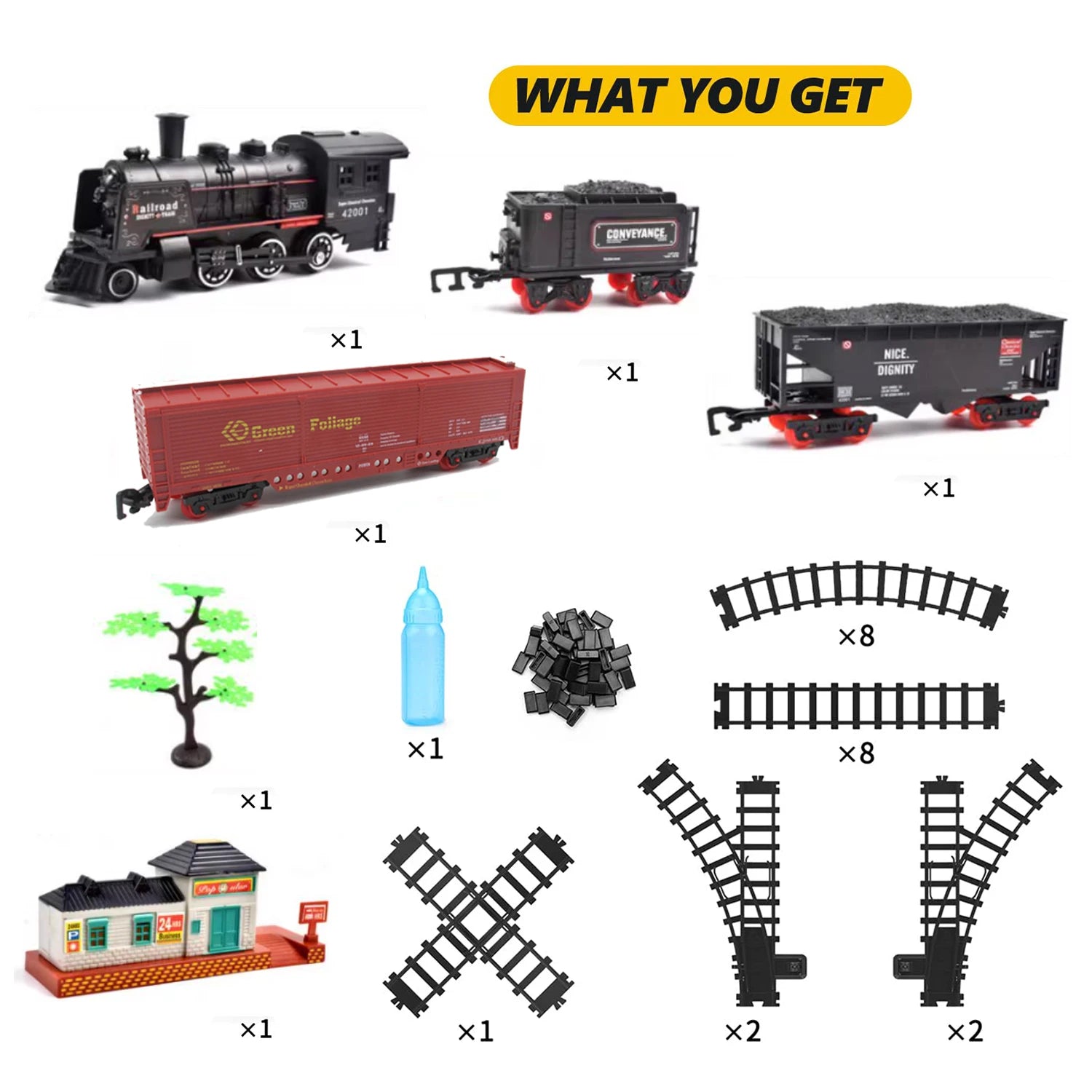 Classical Battery Operate Electric Railway Train Simulation Steam Locomotive Set Adding Water to Smoke Train Toys Lights Sounds