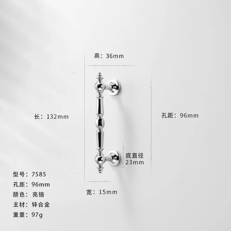 Bright Chrome Silver Wardrobe Door Handle Modern Minimalist Zinc-Alloy Pull for Cabinet Shoe Cabinet  Drawer Furniture Hardware