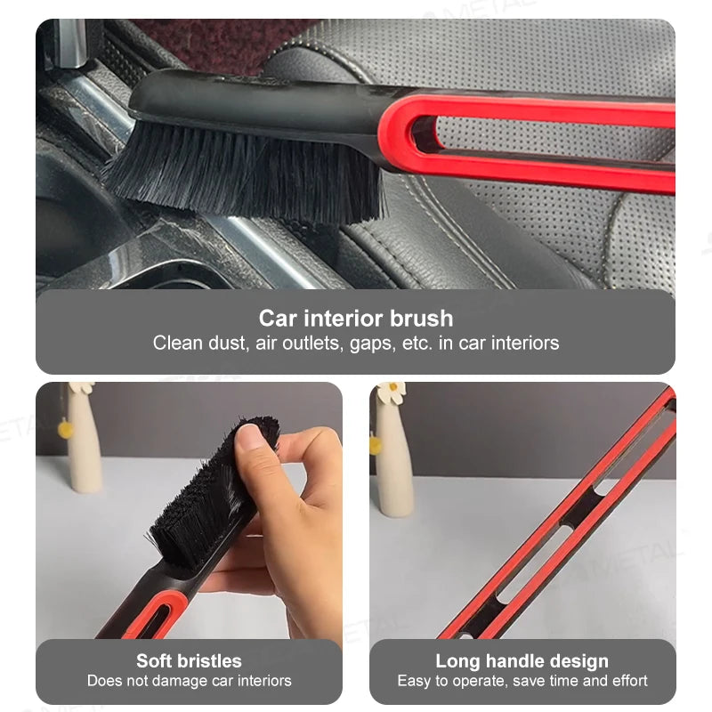 SEAMETAL Car Interior Cleaning Brush Multifunctional Long Handle Air Conditioner Outlet Dust Brush Clean Tool for Car Accessorie