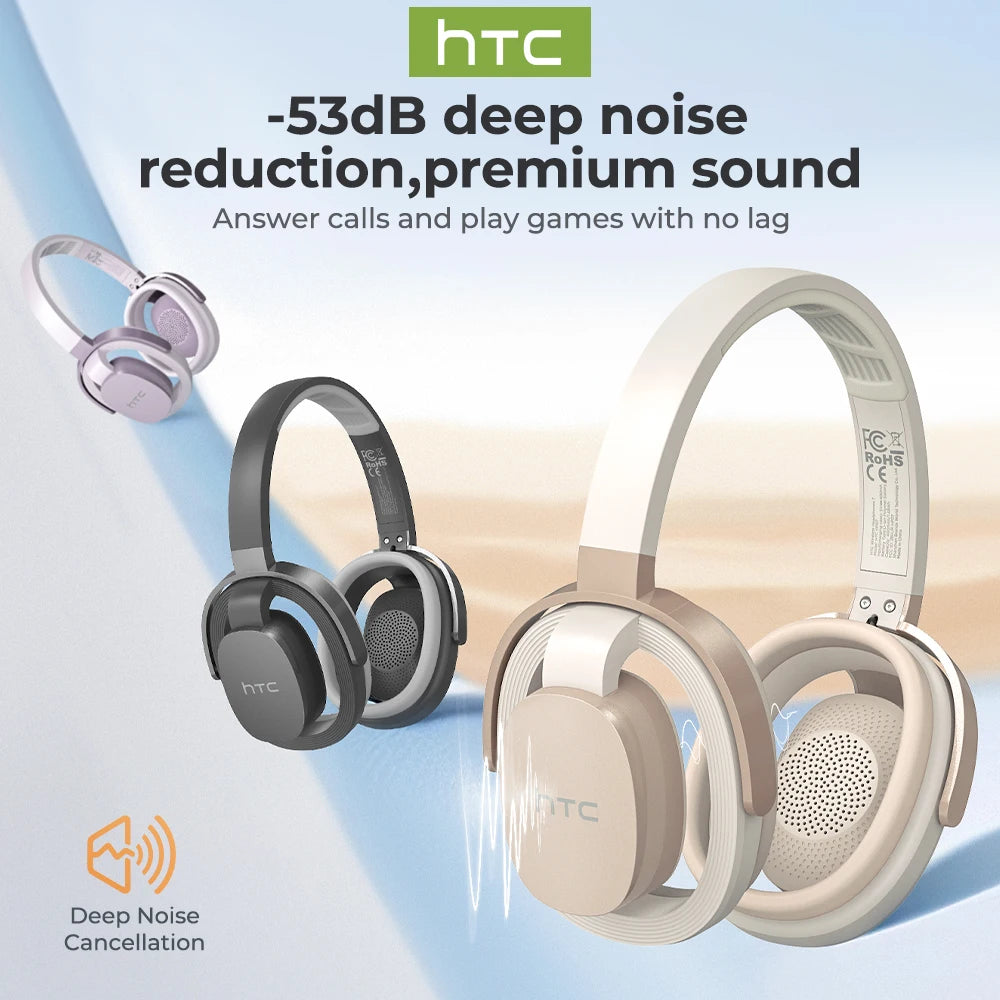 Wireless Game Earphones HTC HP07 AI Translator Headset with Mic, Comfortable Sports Headband, Immersive Audio for Running Gym