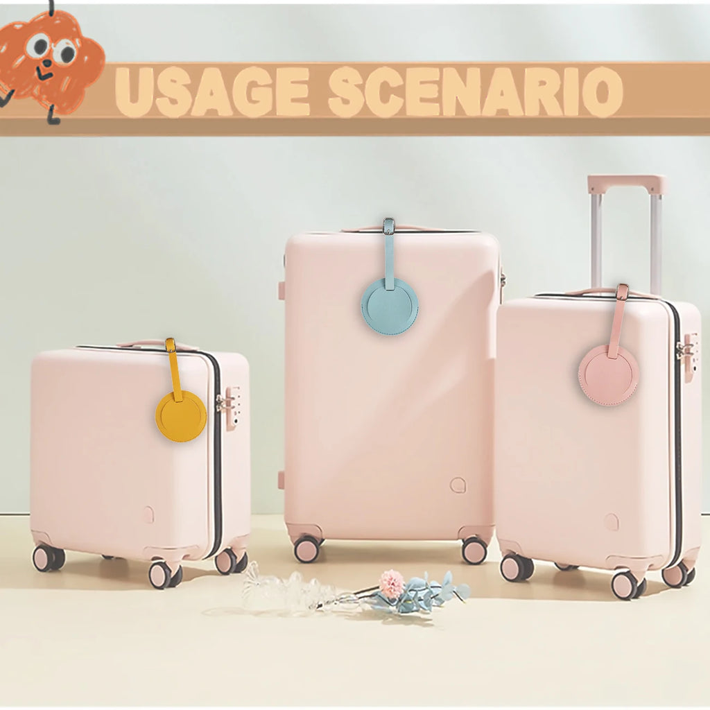 Stylish Round Luggage Tag for Air Travel - Durable Scratch-Resistant Build, Secure Buckle & Removable Contact Card