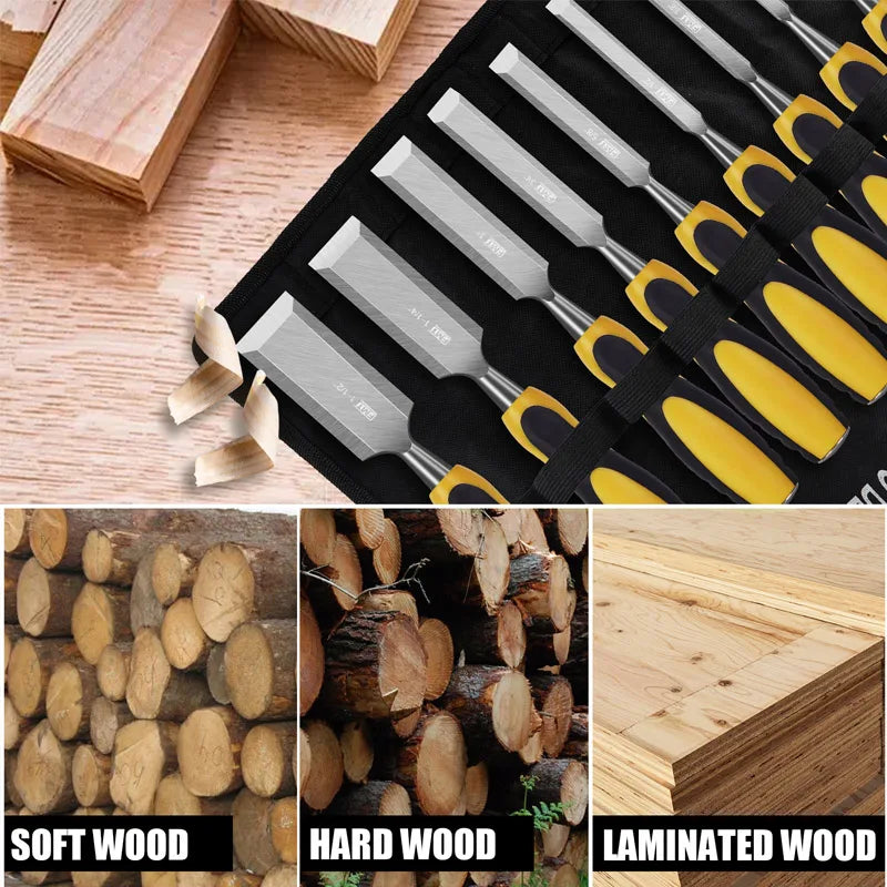 9pcs/set Wood Chisel Set for Woodworking Professional Carpentry DIY Tools Set Cutter Wood Carving Knife Set Hand Tool Kit