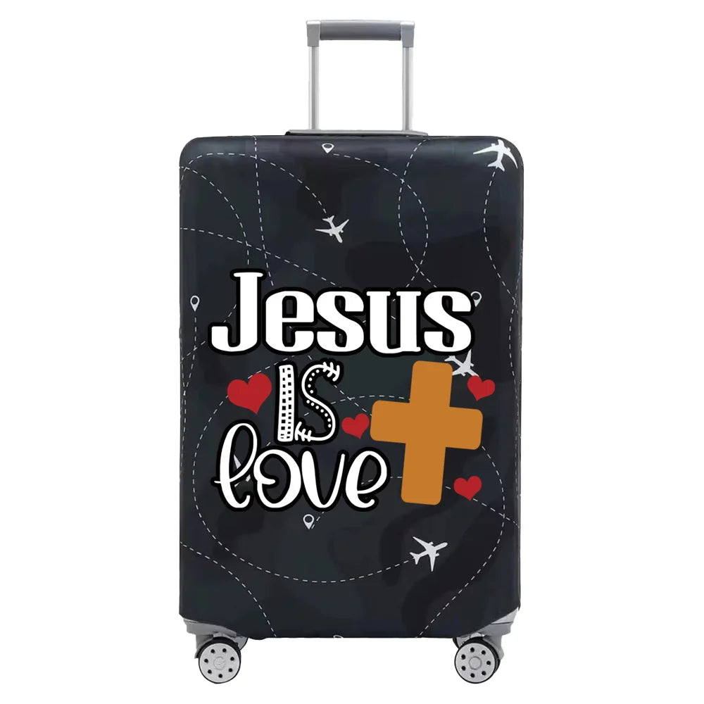Luggage Cover Travel Suitcase Protective Cover Jesus Series Dust-Proof Thickened Elastic Fabric for 18-32inch Baggage Case