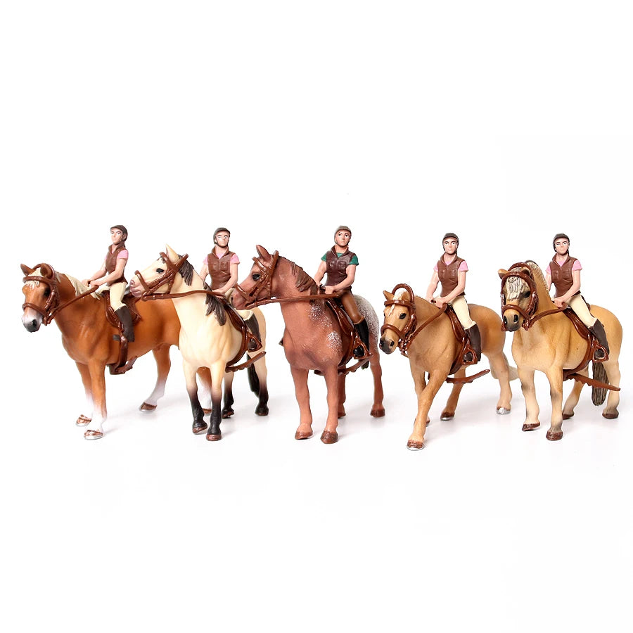 Realistic Equestrian Rider Horse with Saddle and Bridle Riding Playset Model Figures Decoration Educational Toys for Kids