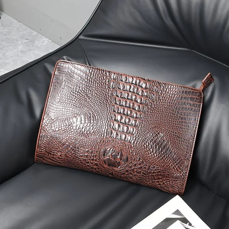 Luxury Crocodile Pattern Men Clutch Bags Brand Designer Business Bag iPad Handbags Fashion Soft Leather Envelope Bag Male Wallet