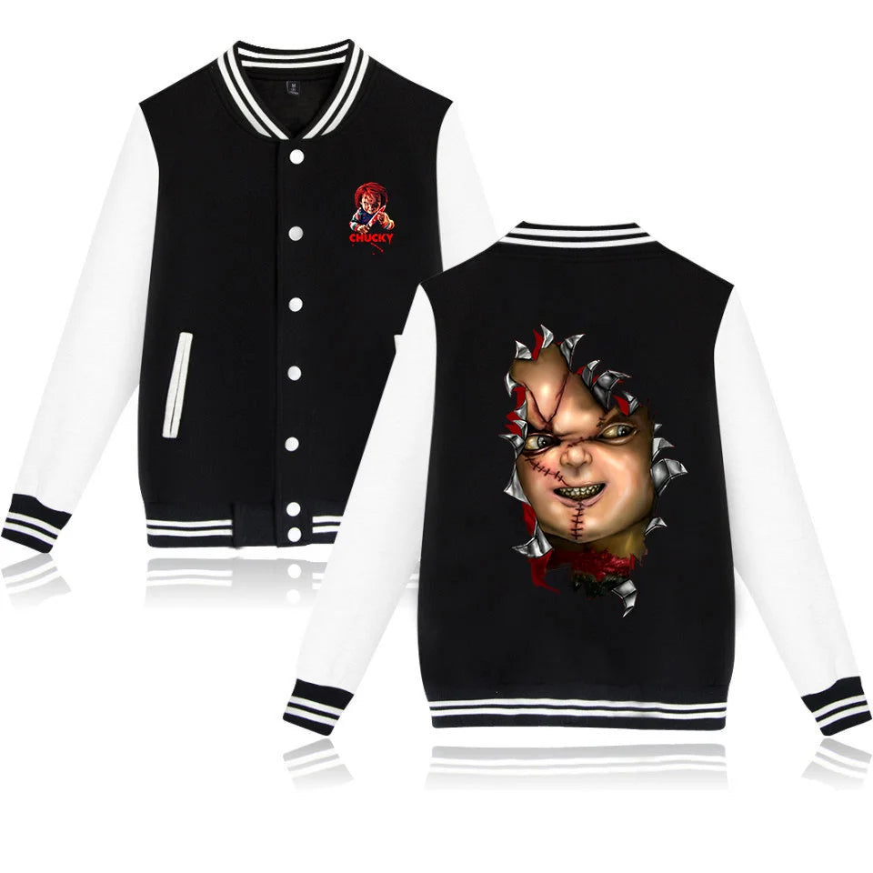 Child's Play Chucky Bomber Jacket Women Men Autumn Baseball Jacket Coat Student Streetwear Harajuku Bomber College Jacket