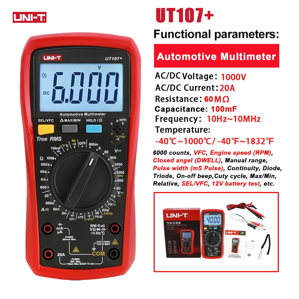 UNI-T UT105+ UT107 PLUS Automotive Multimeter UT673A UT675A Car Battery Tester UT343A UT343D Coating Thickness Gauge Meter