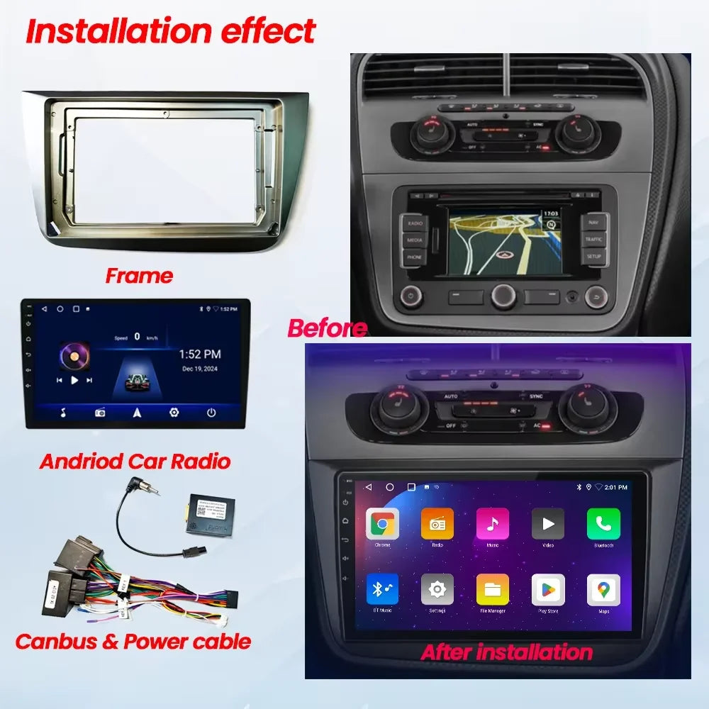 Car  Radio Android Stereo Harness Dashboard Screens Accessories Cables  Fasica Frame For Seat Altea Toledo  2004-2015 9 Inch