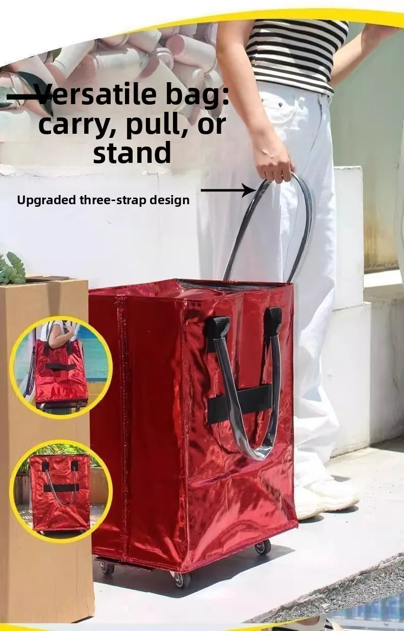 Hulken Detachable Travel Bag with Cover Silent Wheels Stackable Storage Portable Shopping Cart Large Capacity Foldable Shoppi...