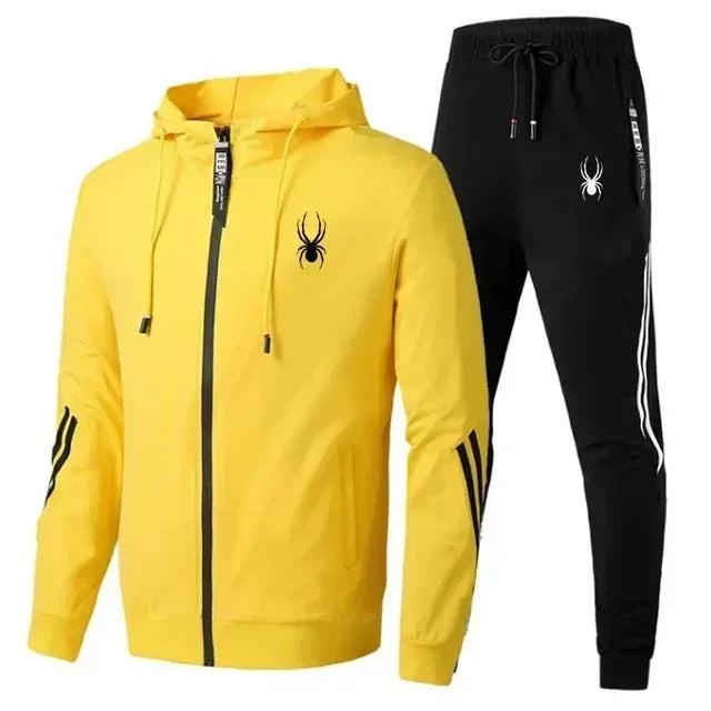 Spring /Autumn Running Breathable and Fashionable Fitness Set for Men a Two-piece Casual Zipper Jacket and Sport Pants Outerwear