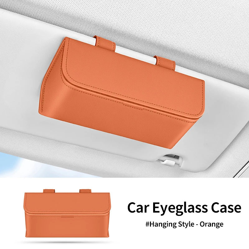 Car Sun Visor Glasses Holder Leather Multi-functional Storage Case Auto Sunglasses Holder Car Storage Box Interior Accessories