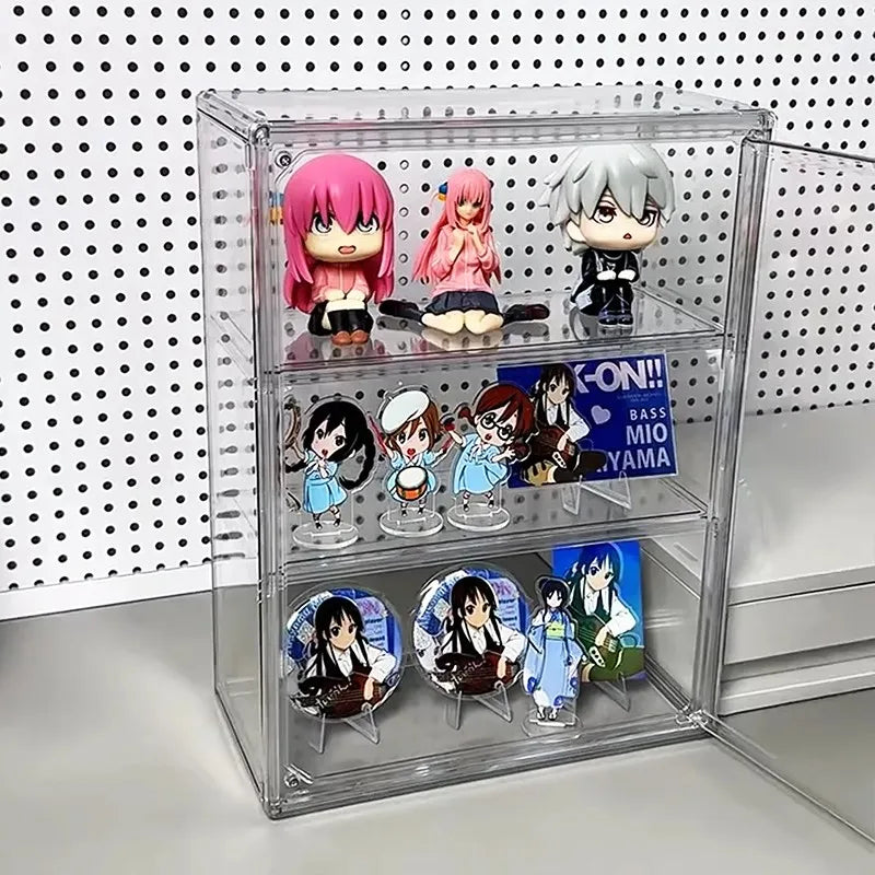 Acrylic Figures Desktop Storage Box Organizer Doll Storage Display Clear Plastic Dustproof Large Capacity Figure Display Cabinet