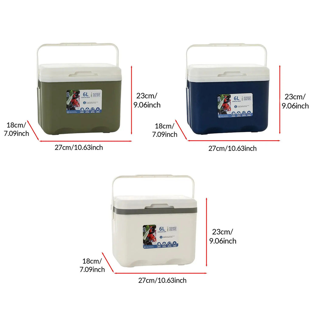 Cooler Box 6L Cold Storage Personal Portable with Handle Insulated Box Ice Chest Small for Stall Beach Camping Commercial Food