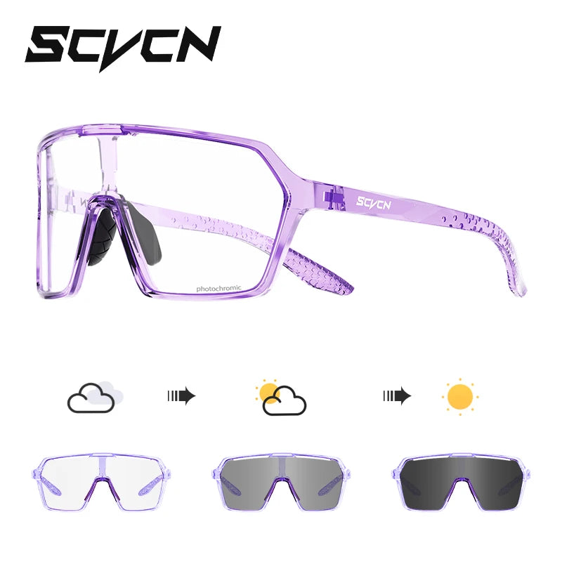 SCVCN Photochromic Hiking Cycling Glasses Outdoor Running Sunglasses Stylish Hiking Driving Glasses Casual Sports Sunglasses