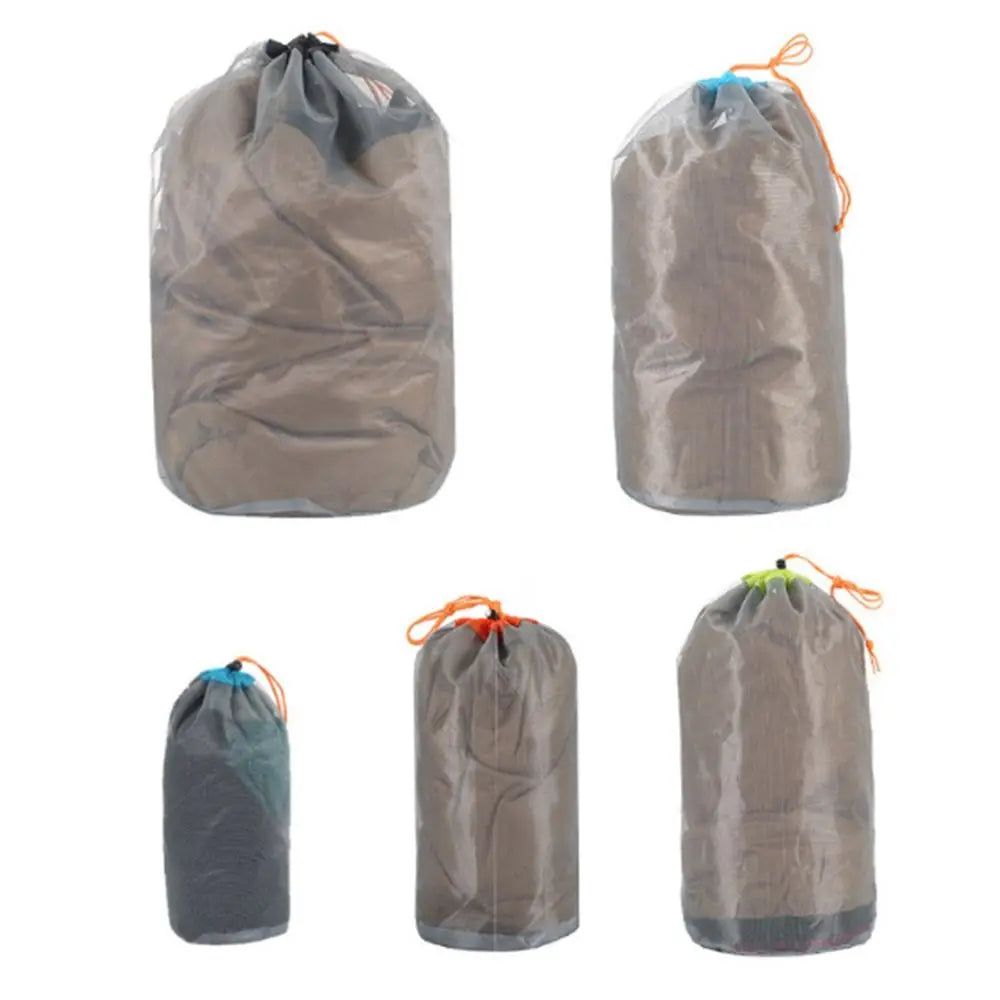 High quality Hiking Tools Ultralight Mesh Camping Sports accessories Traveling Bags Drawstring Storage Bag Climbing organizer