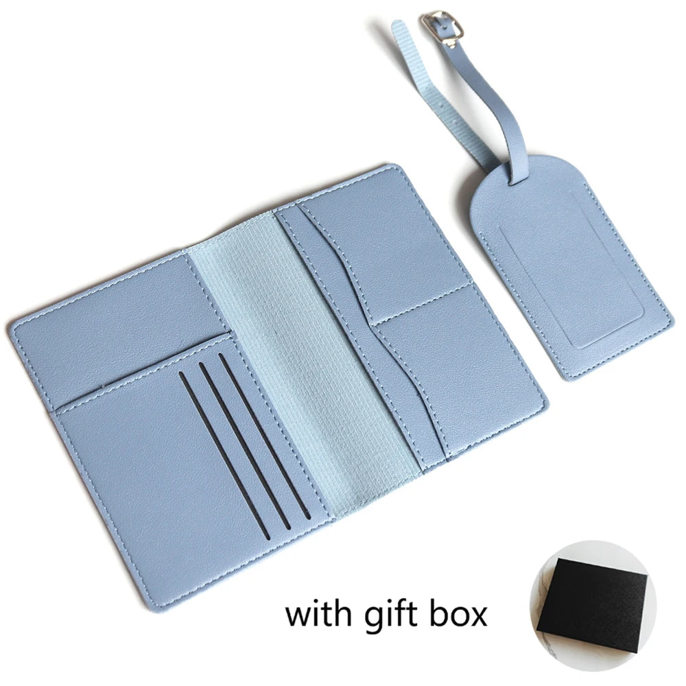 Custom Initials Passport Holder Suitcase Tag Set Luxury  Personalize Name logo Gift Lightweight Travel Accessories Set With Box
