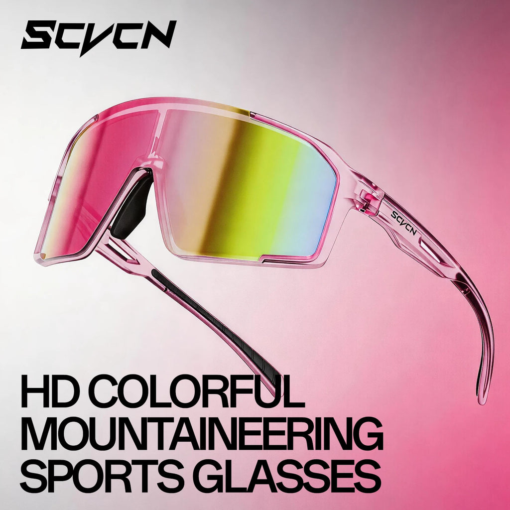 SCVCN HD Integrated Sports Sunglasses for Mountaineering Cycling Running Hiking Glasses UV400 Unisex Stylish Driving Sunglasses