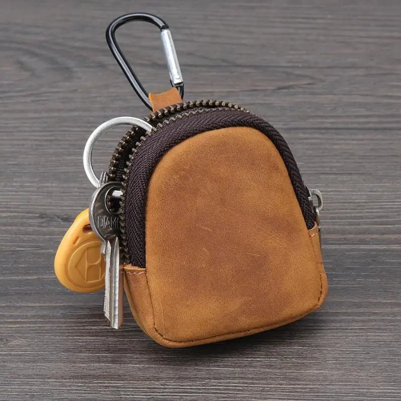 .Hot Sale-PU Leather Coin Purse Retro Small Zipper Pouch For Coins Earphones Accessories Bag Pendant