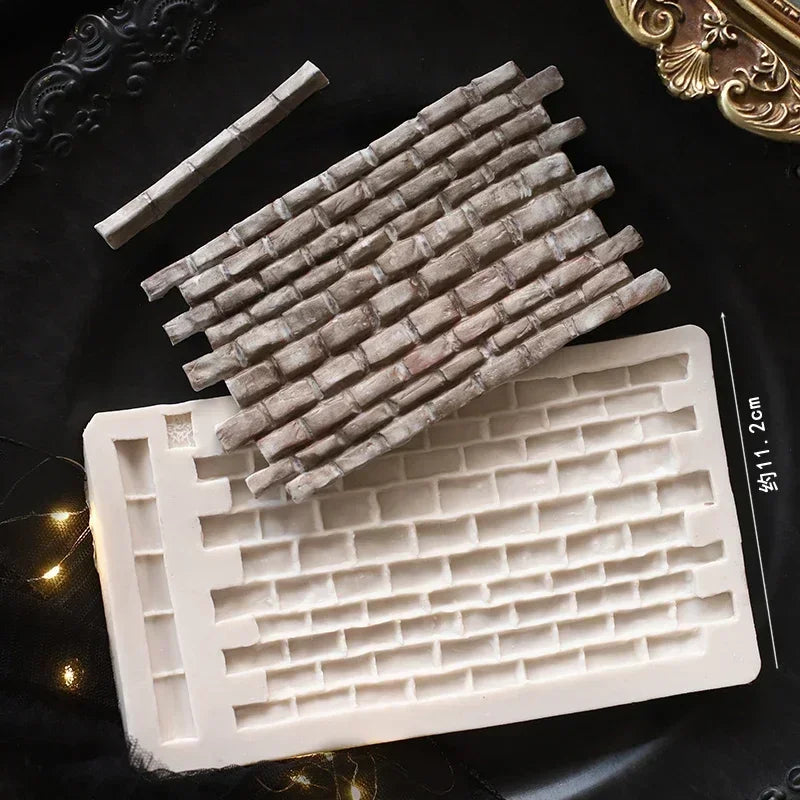Rock Brick Wall Texture Fondant Silicone Molds Wood Grain Tree Bark Silicone Impression Mat Cake Decoration Baking Accessories