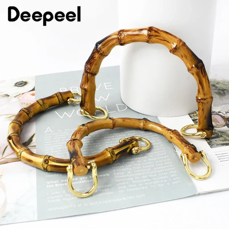1-5Pcs Deepeel 9/10/12cm Imitation Bamboo Handle for Handbag Purse Kiss Clasp Wallet Woven Bags Handles DIY Crafts Accessories