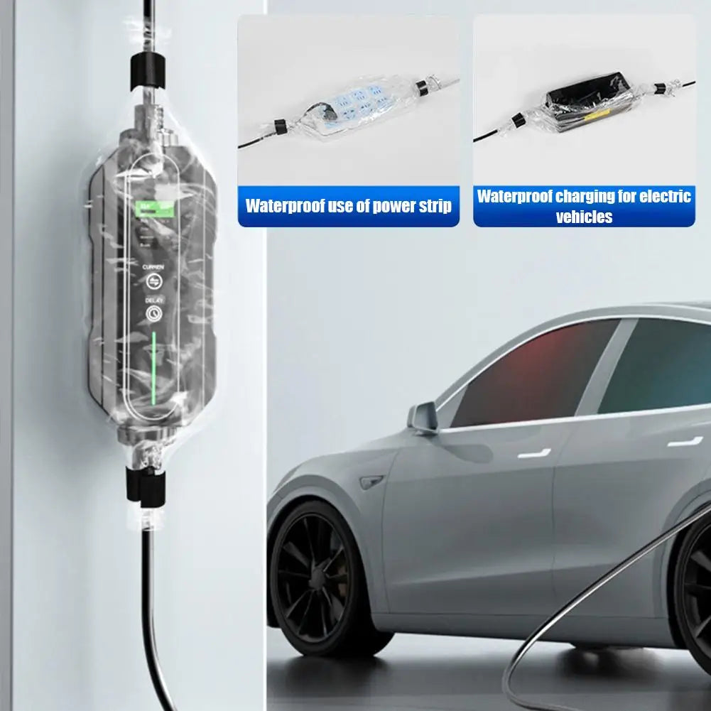 Multi-purpose Waterproof Charger Rain Cover Electric Car Dustproof Box Waterproof Bag Plug Row Motor Vehicle Plug Protector