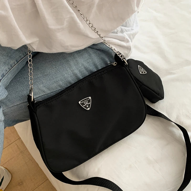 Lightweight Causal Handbag Set Crossbody Bag Nylon Shoulder Bag Handbag 2 in 1 Sling Bag Trend Hand Bag For Women