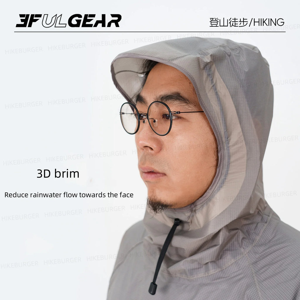 3F UL GEAR Qingsuo Rain Jacket Outdoor Ultralight Rain Zip Poncho Hiking Sleeve Rain Coats Waterproof Traveling Mountaineering