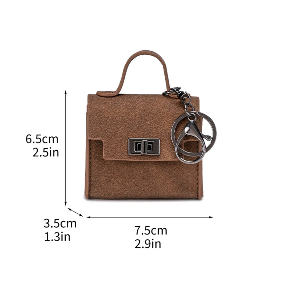 Vintage Suede Mini Handbag Charm Multi-use Airpod Storage Bag Ornament