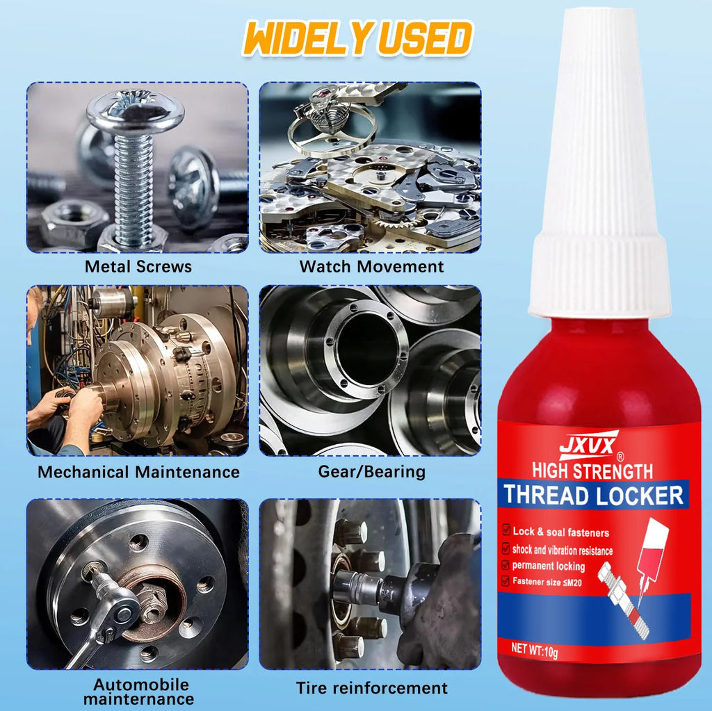 JXVX Threadlocker 10ml 271 High Strength Anaerobic Adhesive for Screw Fixing Anti-loosen Sealant Suitable for All Metal Threaded