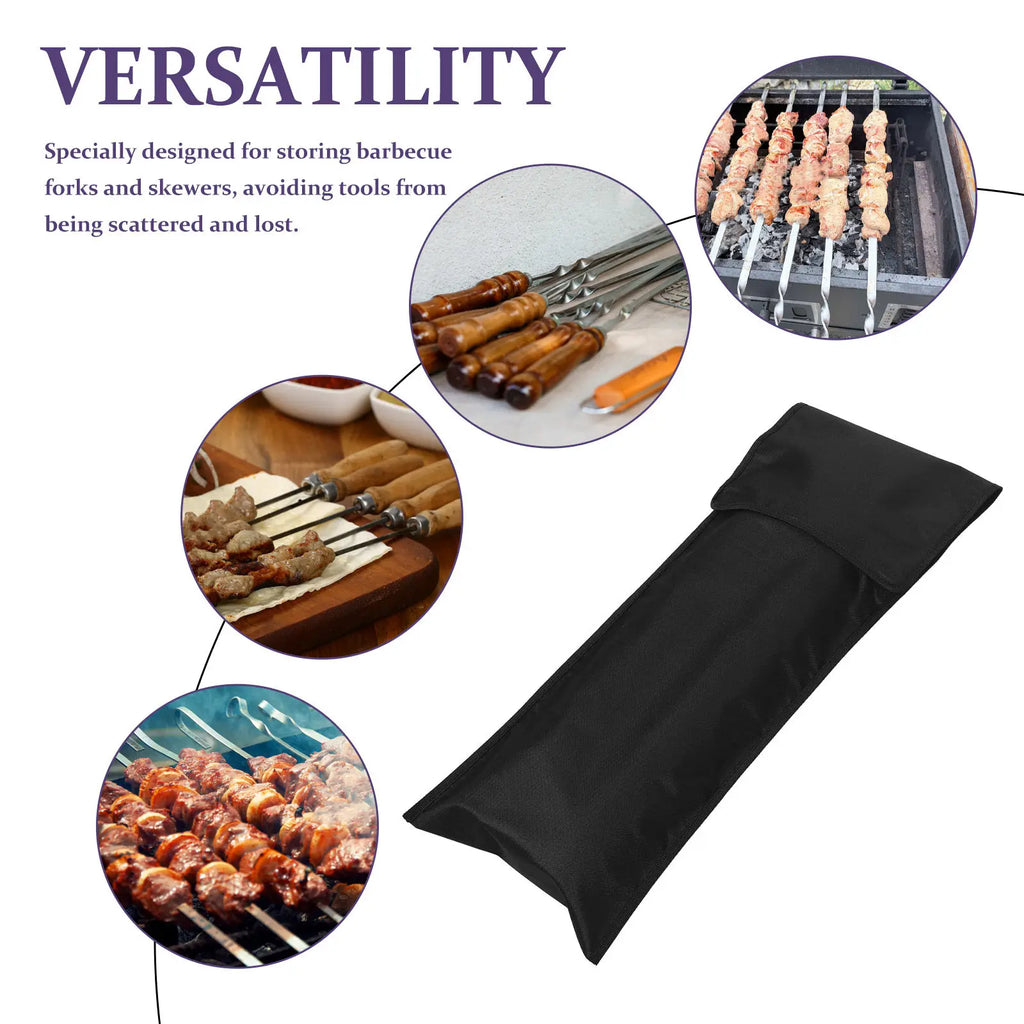 BBQ Tools Case Large Capacity BBQ Utensils Storage Bag Oxford Cloth Skewer Carry Case for Outdoor Grilling Picnic Camping
