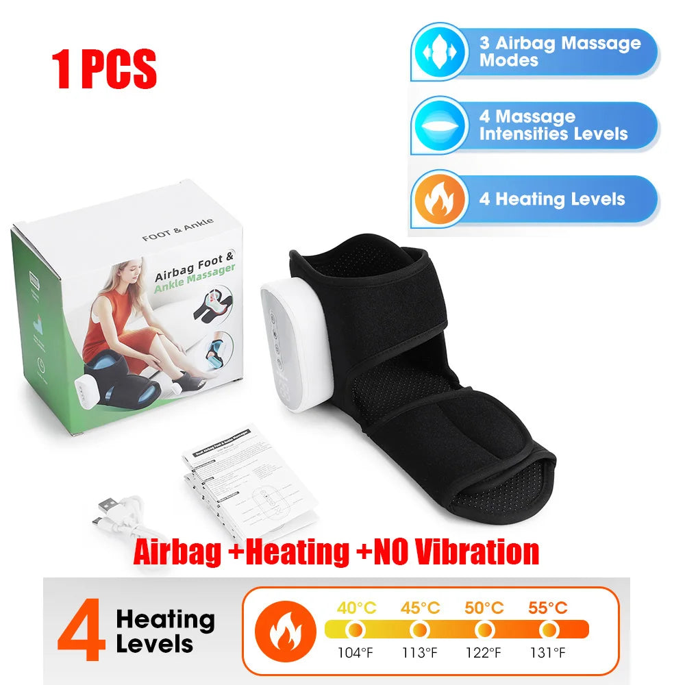 Wireless Air Pressure Ankle Massager Electric Heating Vibration Massage Airbag Compression Foot Ankle Muscle Relaxation Care