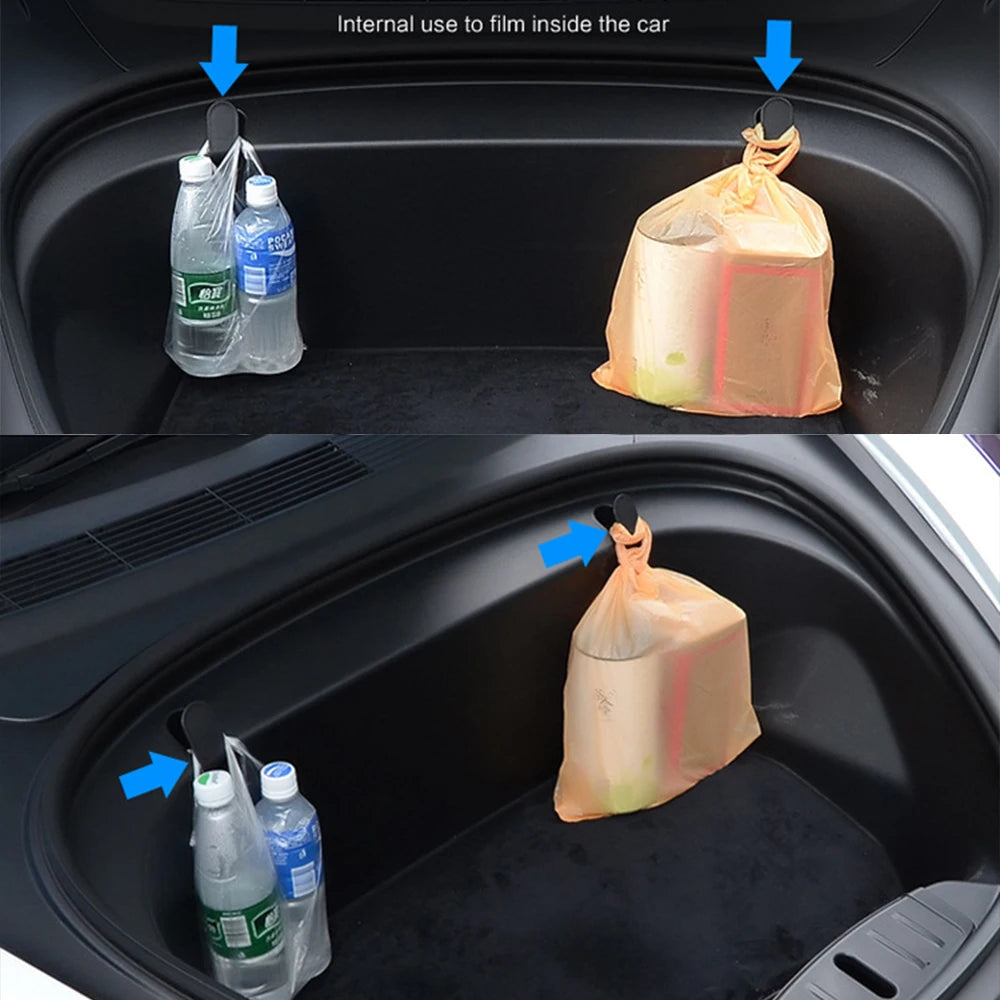2Pcs Car Front Trunk Hook for Tesla Model 3 2017-2020 Eject Clip Installation Car Spare Box Hook ABS Auto Interior Accessories