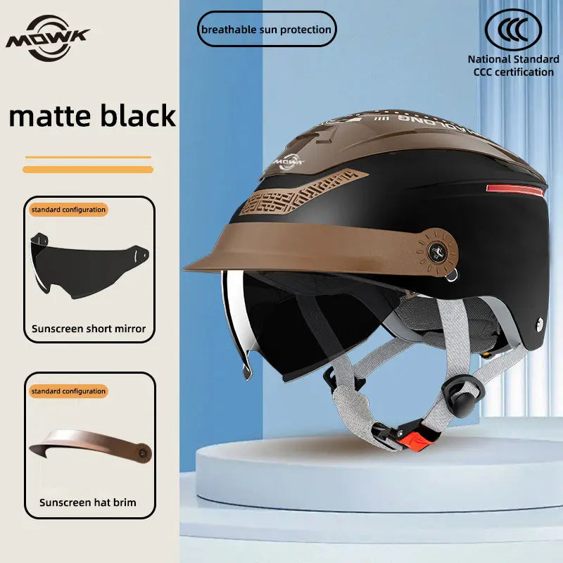 MOWK Motorcycle Helmet Summer Breathable Men Women Electric Jet Scooter Half Helmet Large Sunroof Open Face Moto MTB Bike Helmet