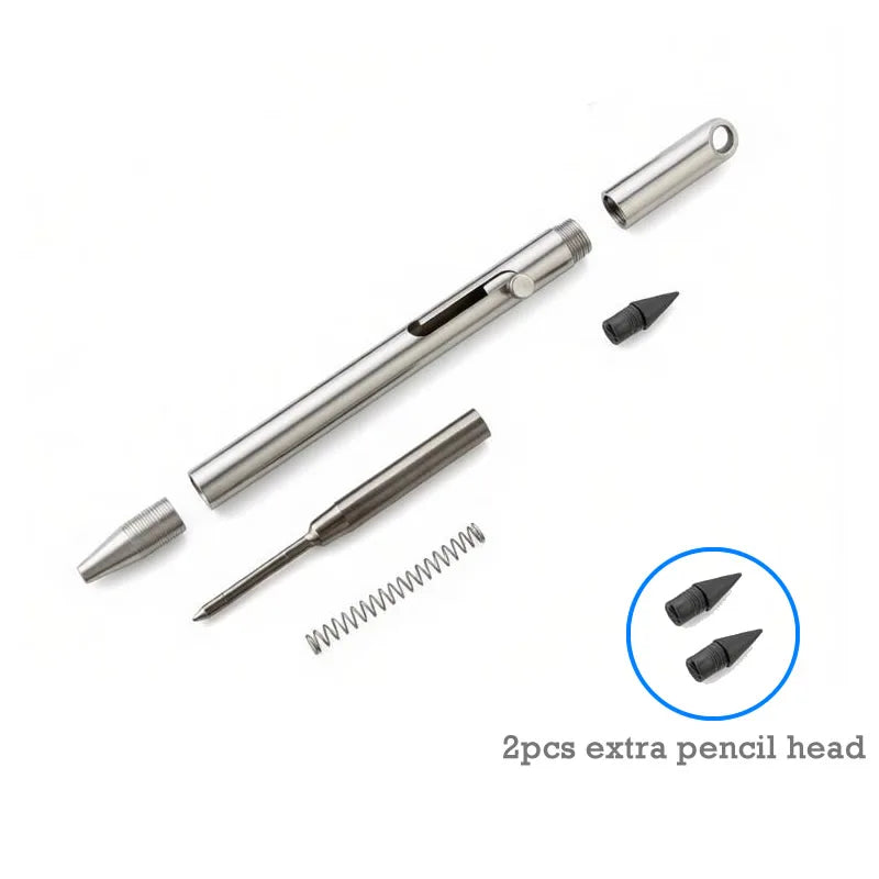 Portable 2-In-1 Stainless Steel Pen Pencil Self Defense Tactical Pen Mini Keychain Writing Pen Outdoor Survival EDC Tool Gift