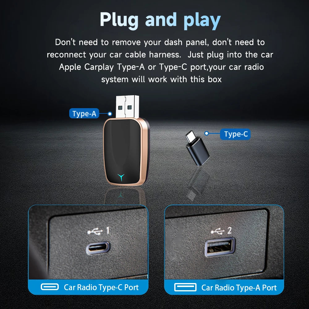 NEW 2 In 1 Wireless Carplay AI Box Android Auto Plug And Play  2025 5G WIFI For iphone Android Phone Wired Carplay To Wireless