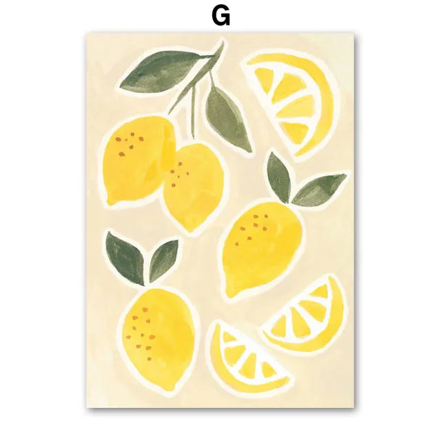 Retro Pajama Girl Lemon Flowers Vase Abstract Gallery Poster And Prints Wall Art Canvas Painting Pictures For Living Room Decor