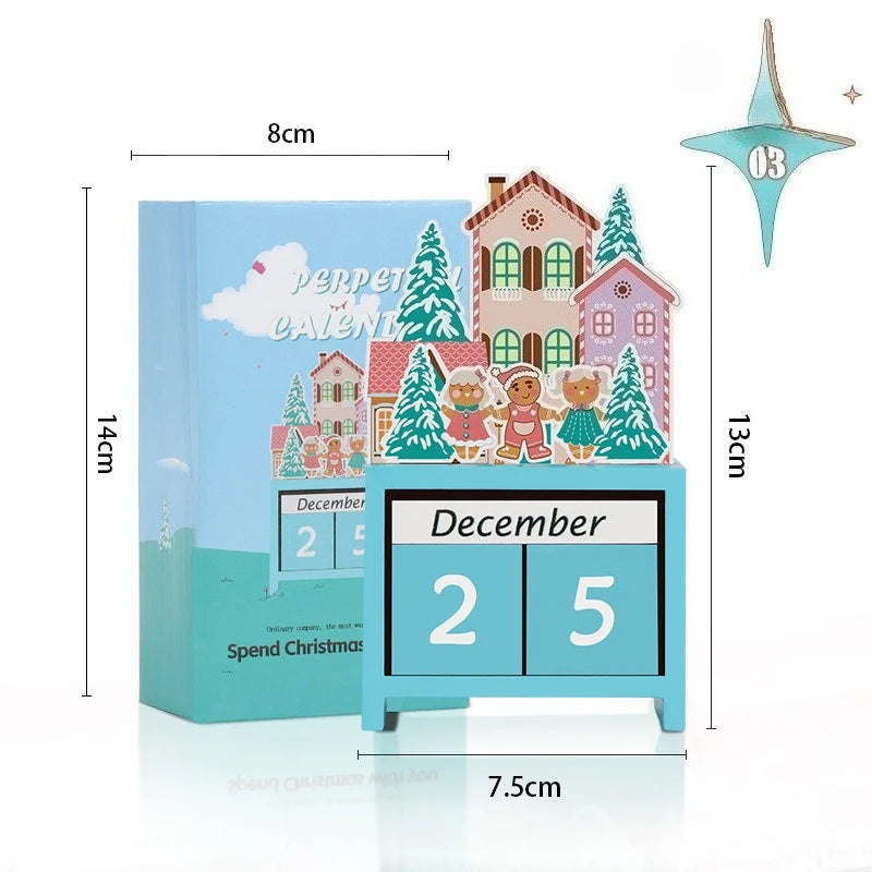 Christmas Countdown Advent Calendar, Days Until Christmas Countdown Desk Wooden Decoration Home Ornaments Office Decor - Santa