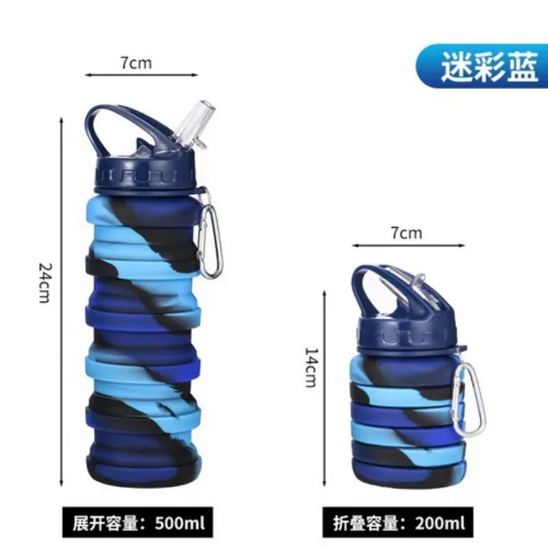 New Portable Silicone Water Bottle Retractable Folding Coffee Bottle Cups E Outdoor Travel Tools Collapsible Sport Bottles