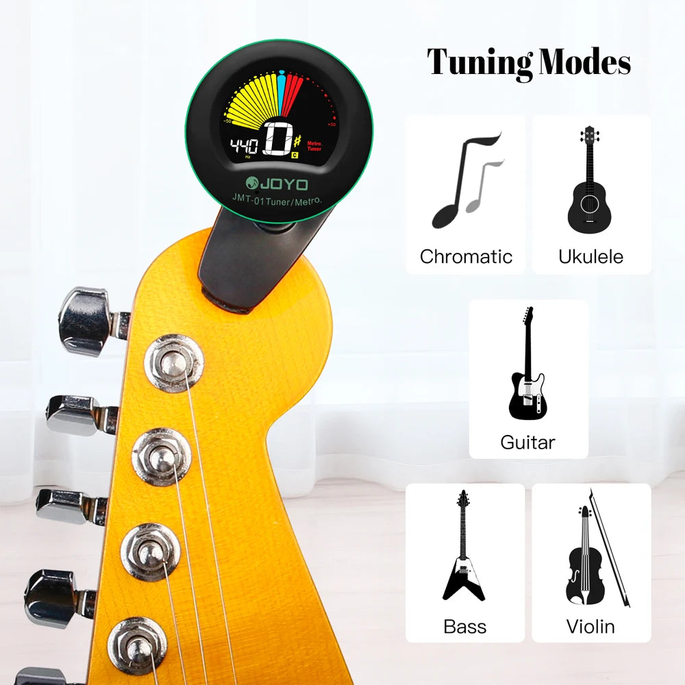 JOYO JMT-01 Guitar Tuner TAP Tempo Metronome 360° Rotating Clip Chromatic Tuning for Guitar/Bass/Violin/Ukulele