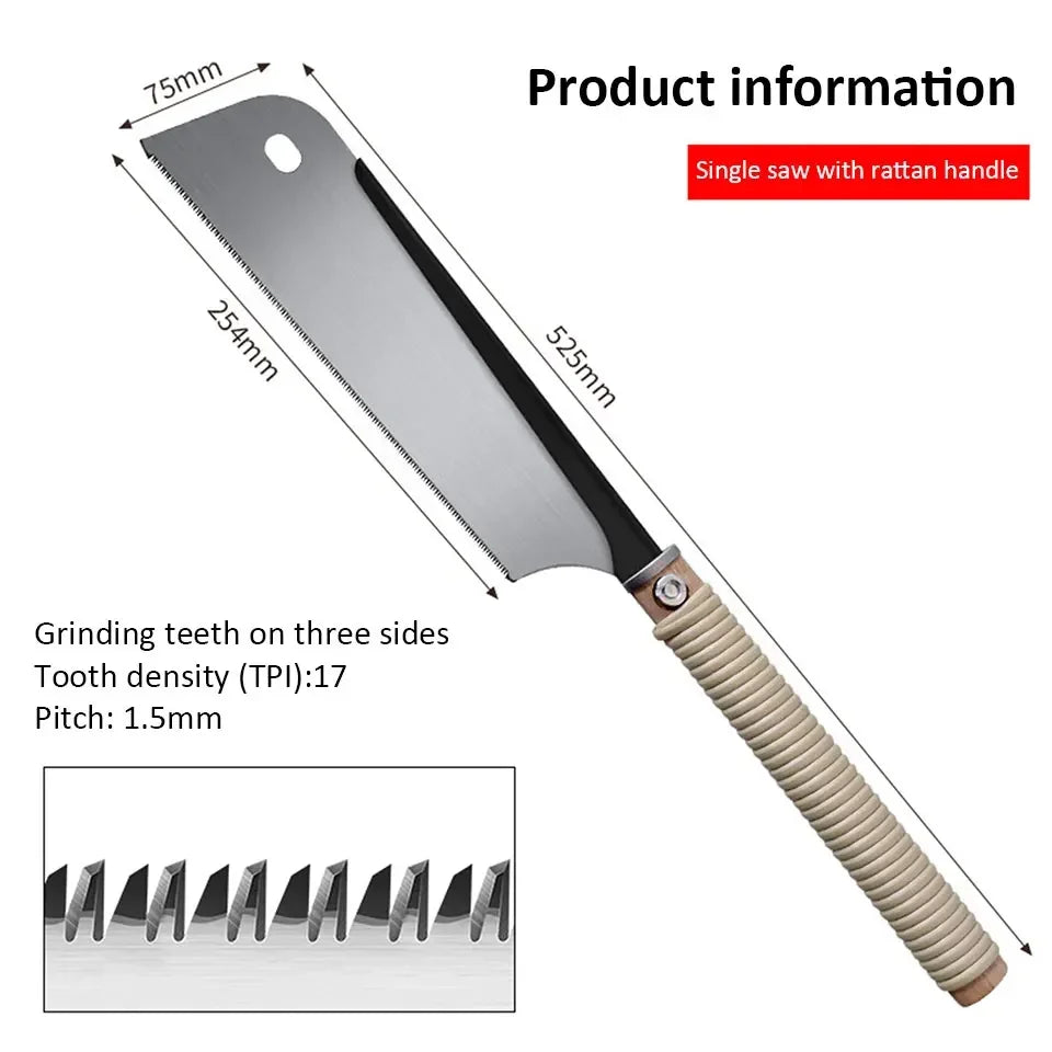 Japanese Style Pull Saw Single/Double Sided Tooth Wood Handle Saw SK5 Steel Flexible Hand Saw Garden Hand Tool for Woodworking